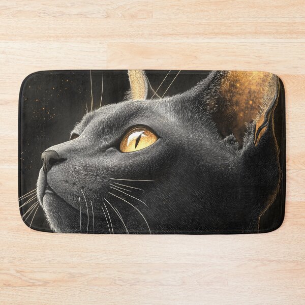 Item preview, Sphynx Cat Golden Eyes Black Feline Mystic Moonwatcher designed and sold by mildaclairmo.