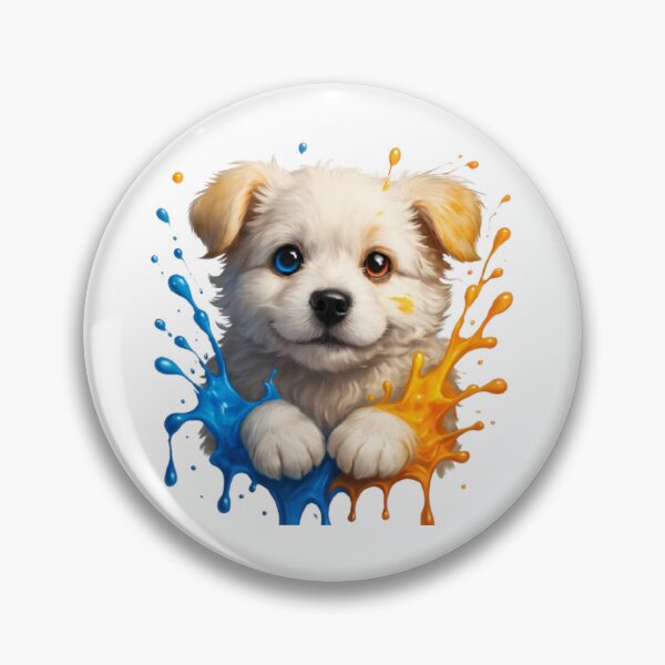 Item preview, Cute Puppy with Blue and Orange Paint Splash designed and sold by PixelStyle Studio.