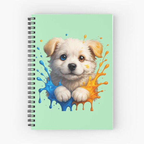 Item preview, Cute Puppy with Blue and Orange Paint Splash designed and sold by PixelStyle Studio.