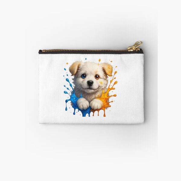 Item preview, Cute Puppy with Blue and Orange Paint Splash designed and sold by PixelStyle Studio.