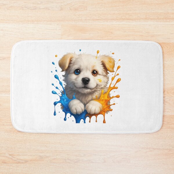 Item preview, Cute Puppy with Blue and Orange Paint Splash designed and sold by PixelStyle Studio.