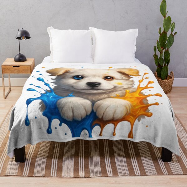 Item preview, Cute Puppy with Blue and Orange Paint Splash designed and sold by PixelStyle Studio.