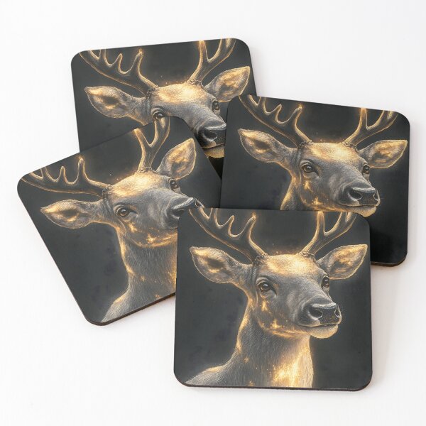 Item preview, Reindeer Caribou Golden Antlers Forest Spirit Glow designed and sold by mildaclairmo.