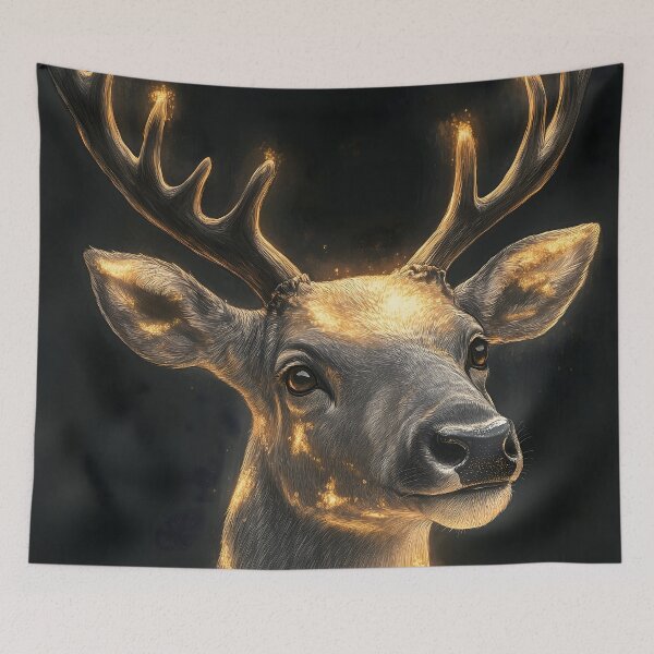 Aperçu de l'œuvre Renne, caribou, bois dorés, esprit de la forêt, lueur créée et vendue par mildaclairmo.