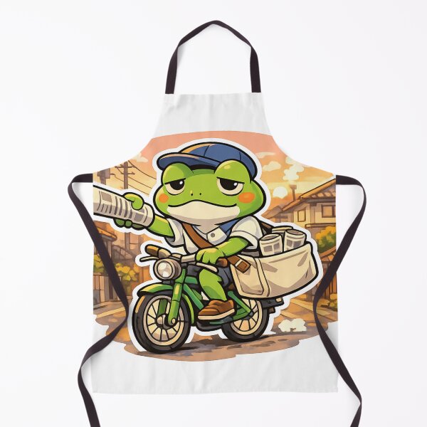 Item preview, Sleepy Frog Newspaper Delivery Sticker – Nostalgic Japan Morning Kawaii Bicycle Anime Design designed and sold by kawaii animal store (in Japan).