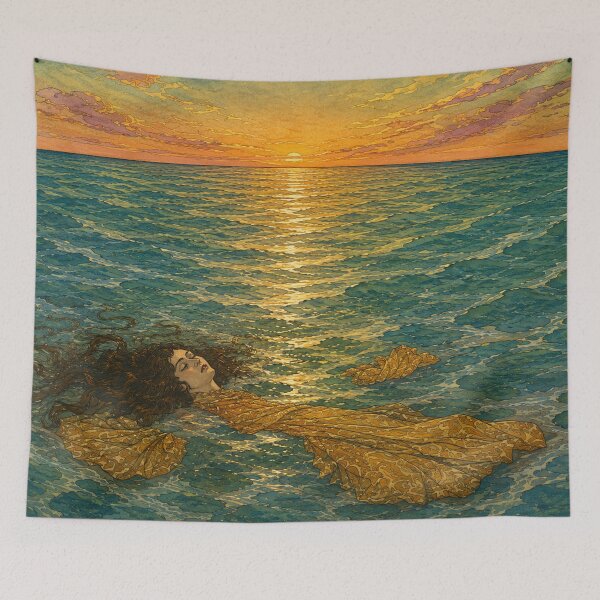 Item preview, The mermaid - Death by Edmund Dulac - Vintage Seascape Painting Floating Woman Wall Art for Coastal Decor Lovers designed and sold by RickE.
