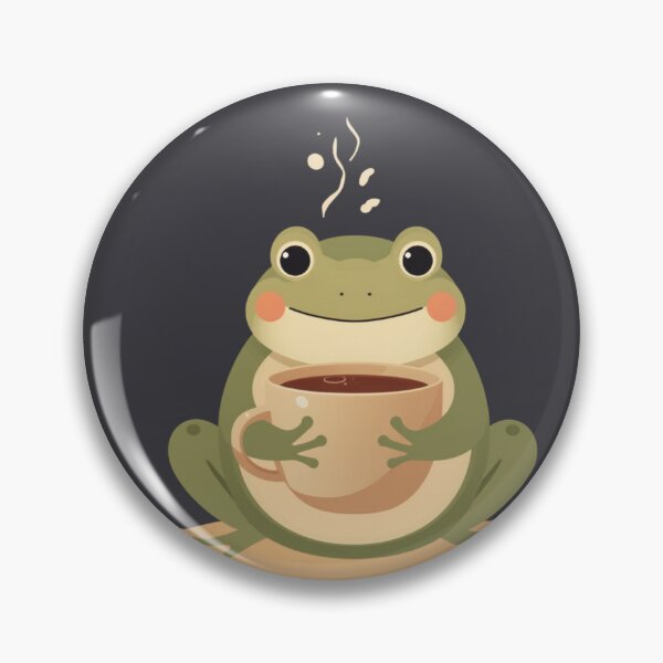 Item preview, Cozy Frog Holding Hot Coffee Morning Vibes Kawaii T-Shirt designed and sold by WrongGift.