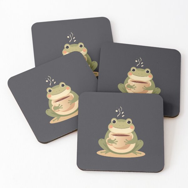 Item preview, Cozy Frog Holding Hot Coffee Morning Vibes Kawaii T-Shirt designed and sold by WrongGift.