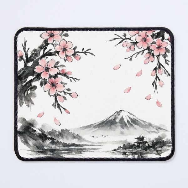 Item preview, Japanese cherry blossom pattern, brush-painting (ink wash) style_01 designed and sold by JpnArts-Sak981.