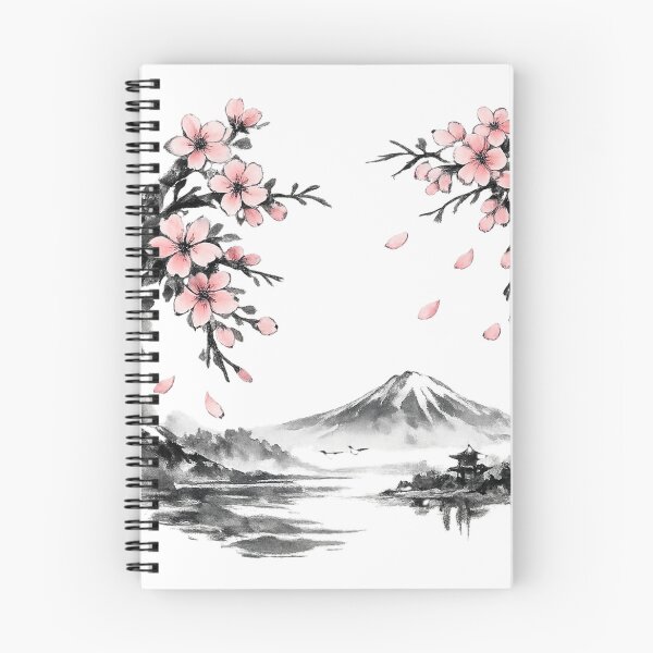 Item preview, Japanese cherry blossom pattern, brush-painting (ink wash) style_01 designed and sold by JpnArts-Sak981.