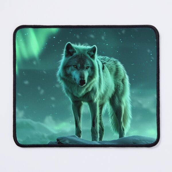 Item preview, Northern Lights Arctic Wolf designed and sold by QuantumDrift.