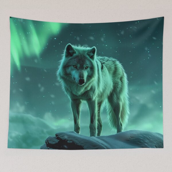 Item preview, Northern Lights Arctic Wolf designed and sold by QuantumDrift.
