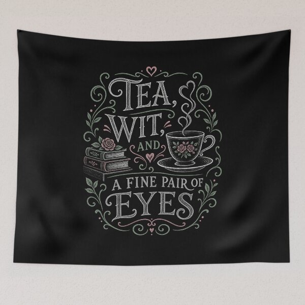 Item preview, Tea Wit and a Fine Pair of Eyes Pride and Prejudice Chalk Art designed and sold by Fenay Designs.