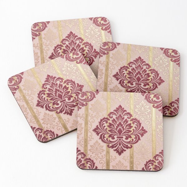 Item preview, Faux Crushed Velvet Striped Dark Mauve & Gold Damask designed and sold by DesignsByPrnces.