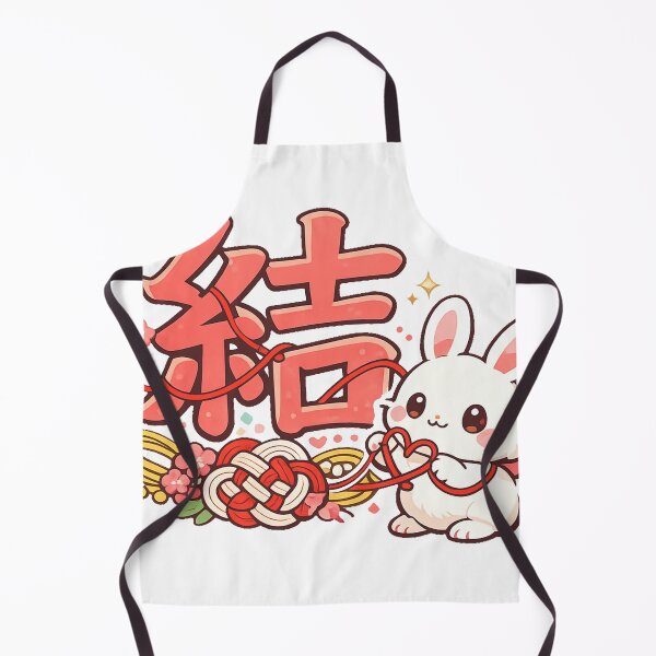 Item preview, Kawaii Rabbit with Kanji "Musubi (結)" | Japanese Mizuhiki & Red String Lucky Sticker | Cute Traditional Japan Art designed and sold by kawaii animal store (in Japan).