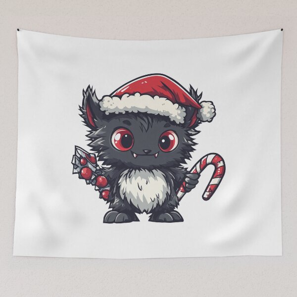 Item preview, Cute Creepy Christmas Monster Santa Hat Candy Cane Design designed and sold by DeadPixlDesigns.