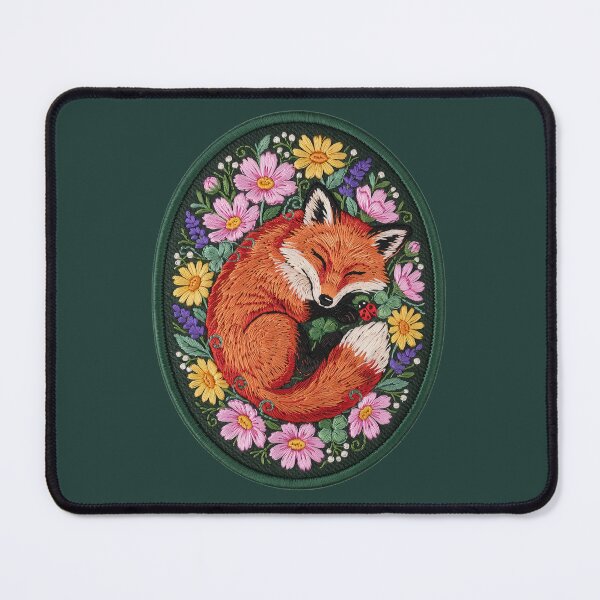 Item preview, Sleeping Fox in Wildflowers | Embroidered Woodland Patch | Cottagecore Fox Art designed and sold by PatsiRose.