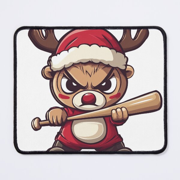 Item preview, Angry Red Nosed Reindeer Baseball Bat Funny Christmas Design designed and sold by DeadPixlDesigns.