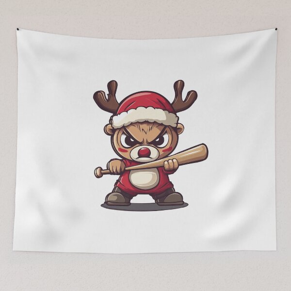 Item preview, Angry Red Nosed Reindeer Baseball Bat Funny Christmas Design designed and sold by DeadPixlDesigns.