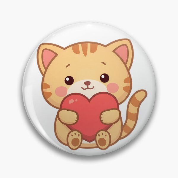 Item preview, Cute Kawaii Cat Holding a Heart Illustration designed and sold by Lu7u.