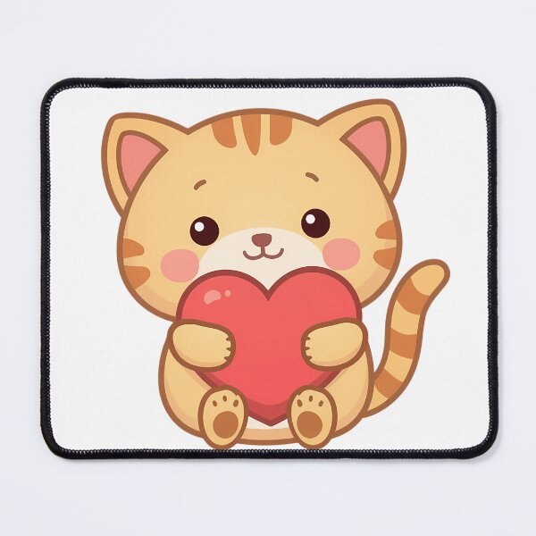 Item preview, Cute Kawaii Cat Holding a Heart Illustration designed and sold by Lu7u.