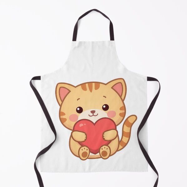 Item preview, Cute Kawaii Cat Holding a Heart Illustration designed and sold by Lu7u.