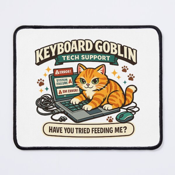 Item preview, Keyboard Goblin Tech Support Orange Cat Funny Office Shirt designed and sold by Concrete Coffee Studio.