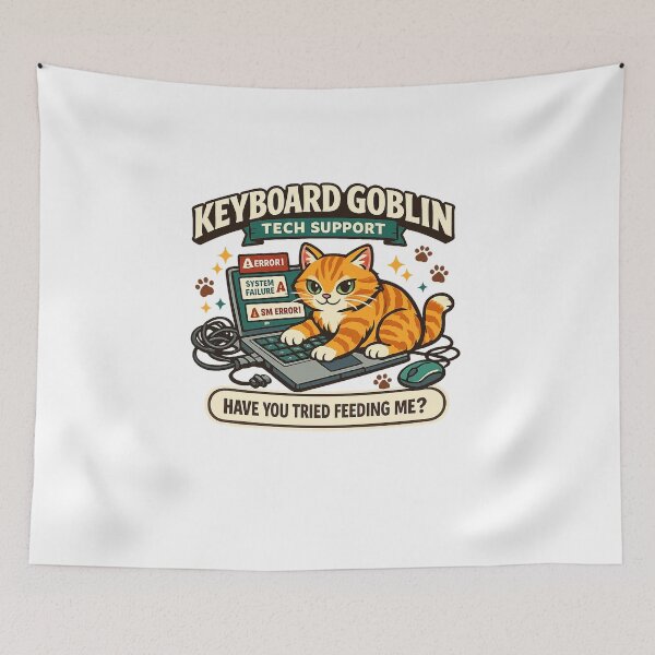 Item preview, Keyboard Goblin Tech Support Orange Cat Funny Office Shirt designed and sold by Concrete Coffee Studio.