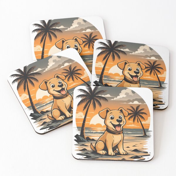 Item preview, Retro Beach Puppy – Tropical Sunset Dog designed and sold by PixelStyle Studio.