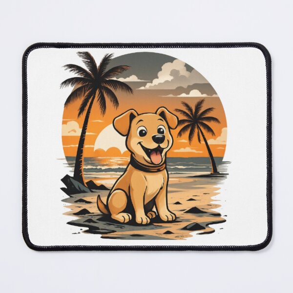 Item preview, Retro Beach Puppy – Tropical Sunset Dog designed and sold by PixelStyle Studio.