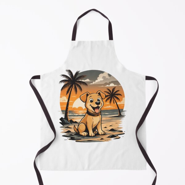 Item preview, Retro Beach Puppy – Tropical Sunset Dog designed and sold by PixelStyle Studio.