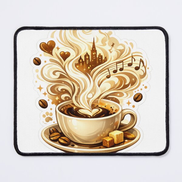 Item preview, Magical Coffee Steam City and Music Notes Art designed and sold by GUINewAlex.