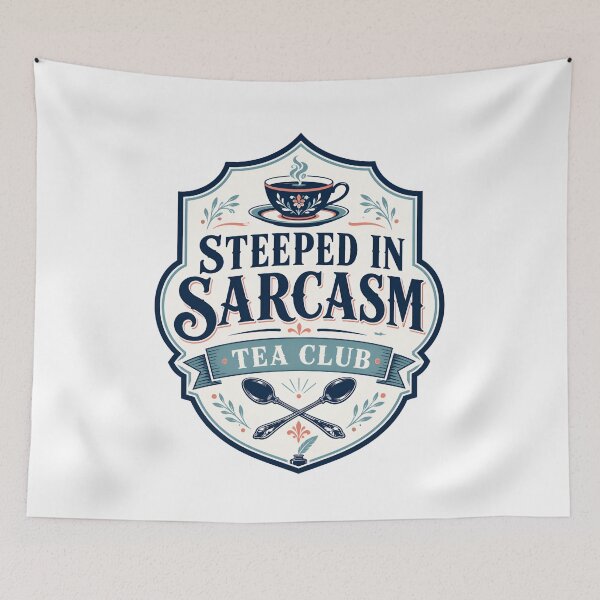 Item preview, Pride and Prejudice Steeped In Sarcasm Tea Club Badge designed and sold by Fenay Designs.