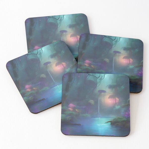 Item preview, Surreal Bioluminescent Night Jungle designed and sold by Fanta-sticky.