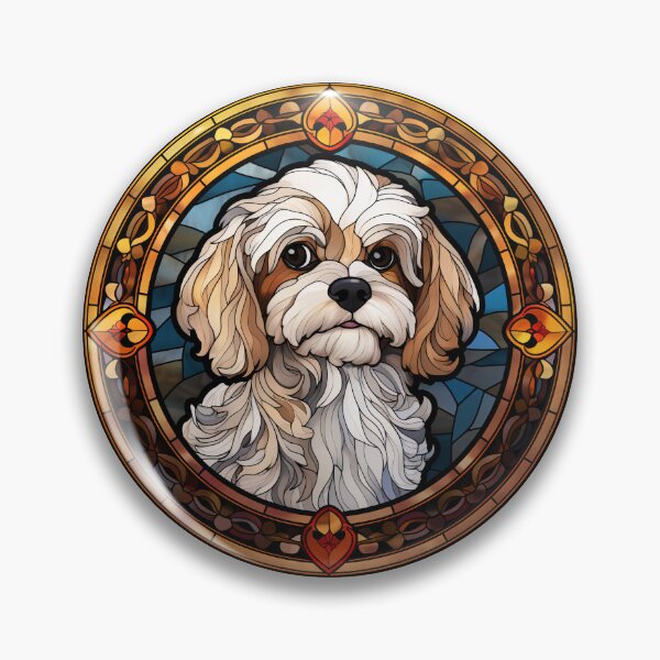 Item preview, Cavachon Dog Stained Glass Leadlight Artistic Design Mom Dad designed and sold by rafaeltto.