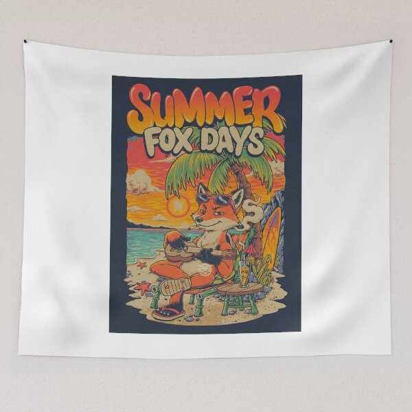 Item preview, Summer Fox Days – Retro Sunset Beach Fox designed and sold by PixelStyle Studio.