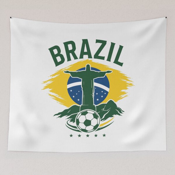 Item preview, Brazil Team Soccer with Christ the Redeemer | Brazilian Futbol designed and sold by pixiedustpaint.