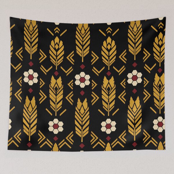 Item preview, Golden Feather Chevron Tribal Deco Pattern designed and sold by AbderraimArt.