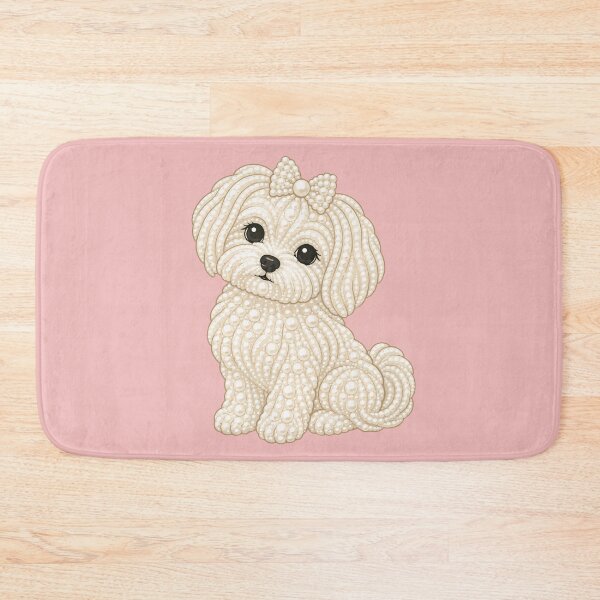 Item preview, Pearl Girly Puppy with Bow - Elegant Cute Maltese Dog designed and sold by pixiedustpaint.