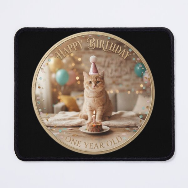 Item preview, Happy Birthday – First Birthday Cat Celebration Art designed and sold by Fatomfatom.