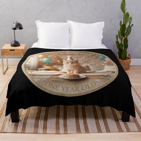 Item preview, Happy Birthday – First Birthday Cat Celebration Art designed and sold by Fatomfatom.