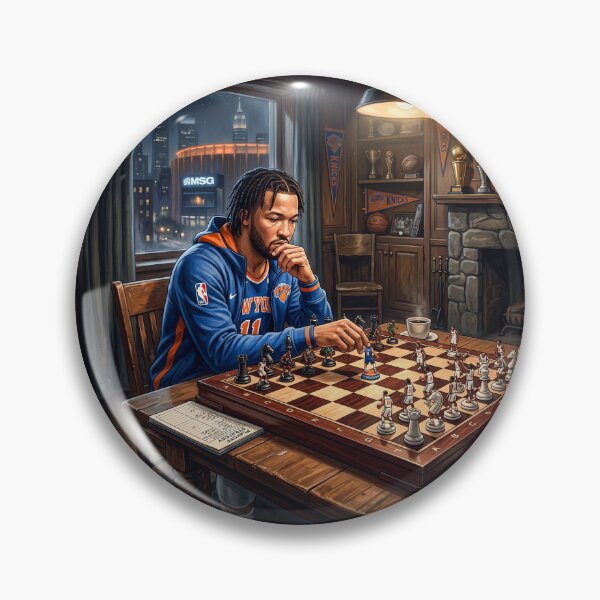 Item preview, Jalen Brunson NY Knicks MVP Playing Basketball Chess designed and sold by Home Decor Art.