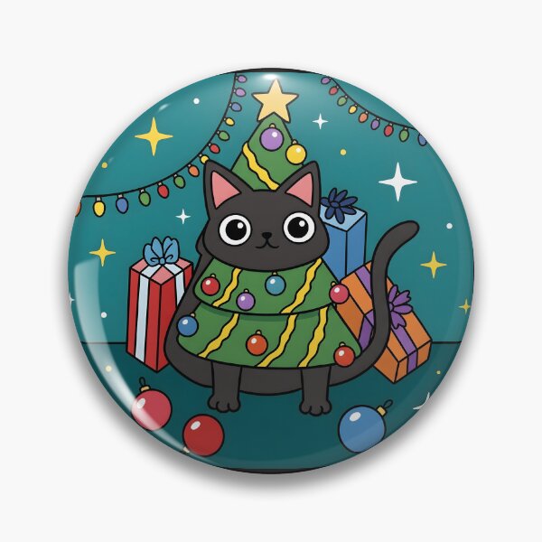 Item preview, Festive Holiday Tree Cat designed and sold by NochePlaza.