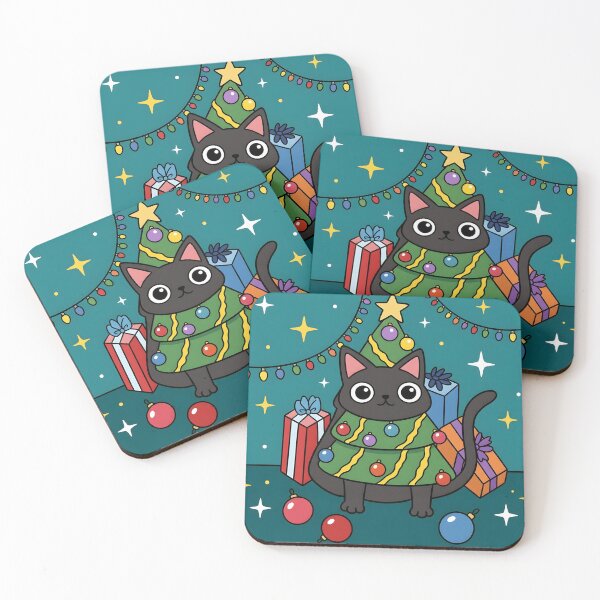 Item preview, Festive Holiday Tree Cat designed and sold by NochePlaza.