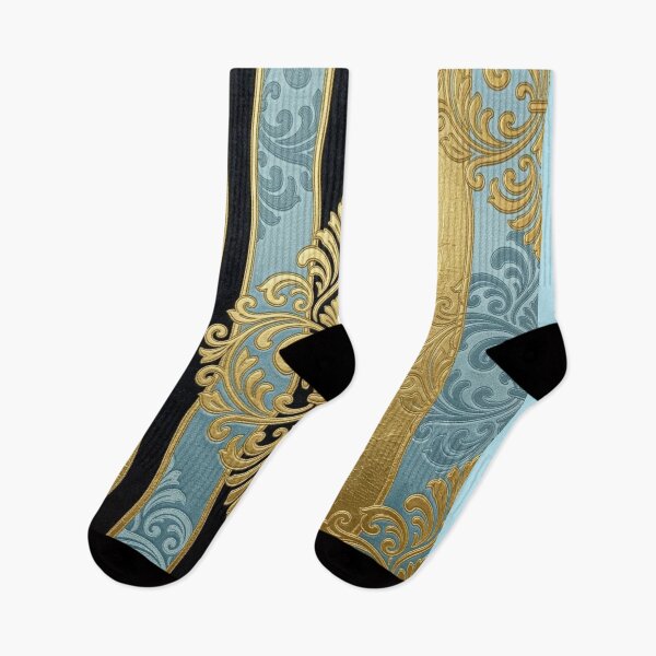 Item preview, Sky Blue, Gold & Black Striped Damask designed and sold by DesignsByPrnces.