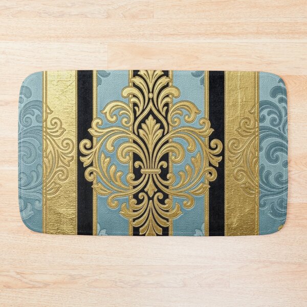 Item preview, Sky Blue, Gold & Black Striped Damask designed and sold by DesignsByPrnces.