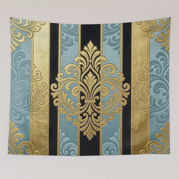 Item preview, Sky Blue, Gold & Black Striped Damask designed and sold by DesignsByPrnces.