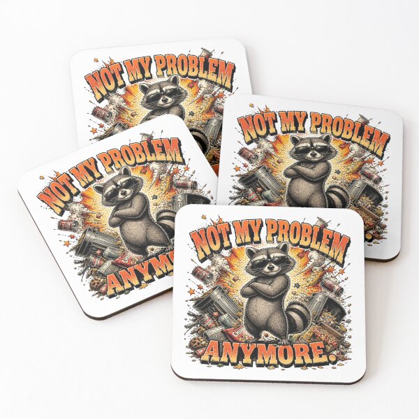 Item preview, Sarcastic Raccoon Comic T-Shirt Design – “Not My Problem Anymore” Vintage Halftone Graphic designed and sold by Cavalier-org.