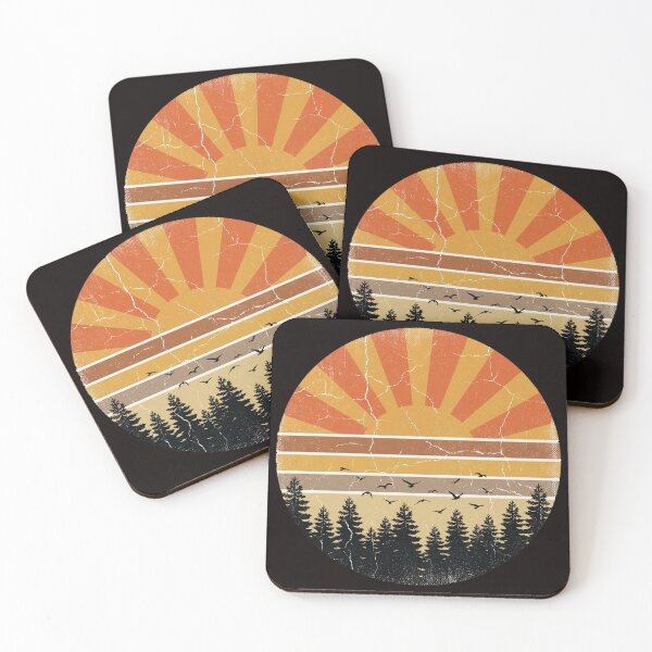 Item preview, Vintage Distressed Retro Sunset and Pine Forest designed and sold by pohapoha181.