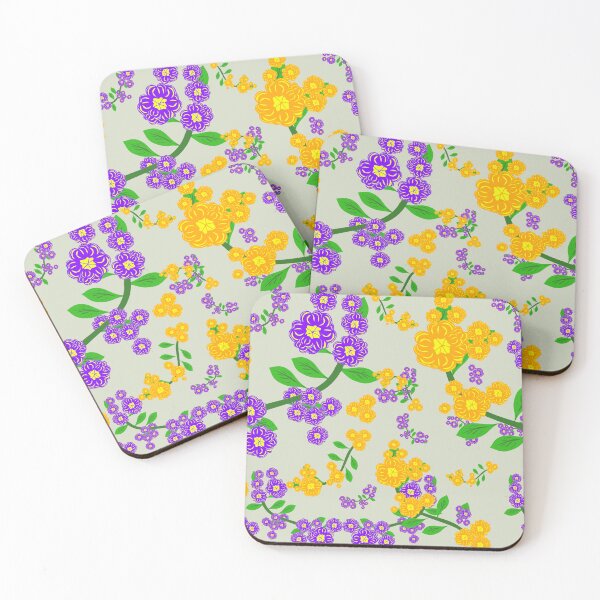 Item preview, Elegant Purple and Yellow Wildflower Seamless Botanical Pattern on Neutral Background designed and sold by Ei-Ei.